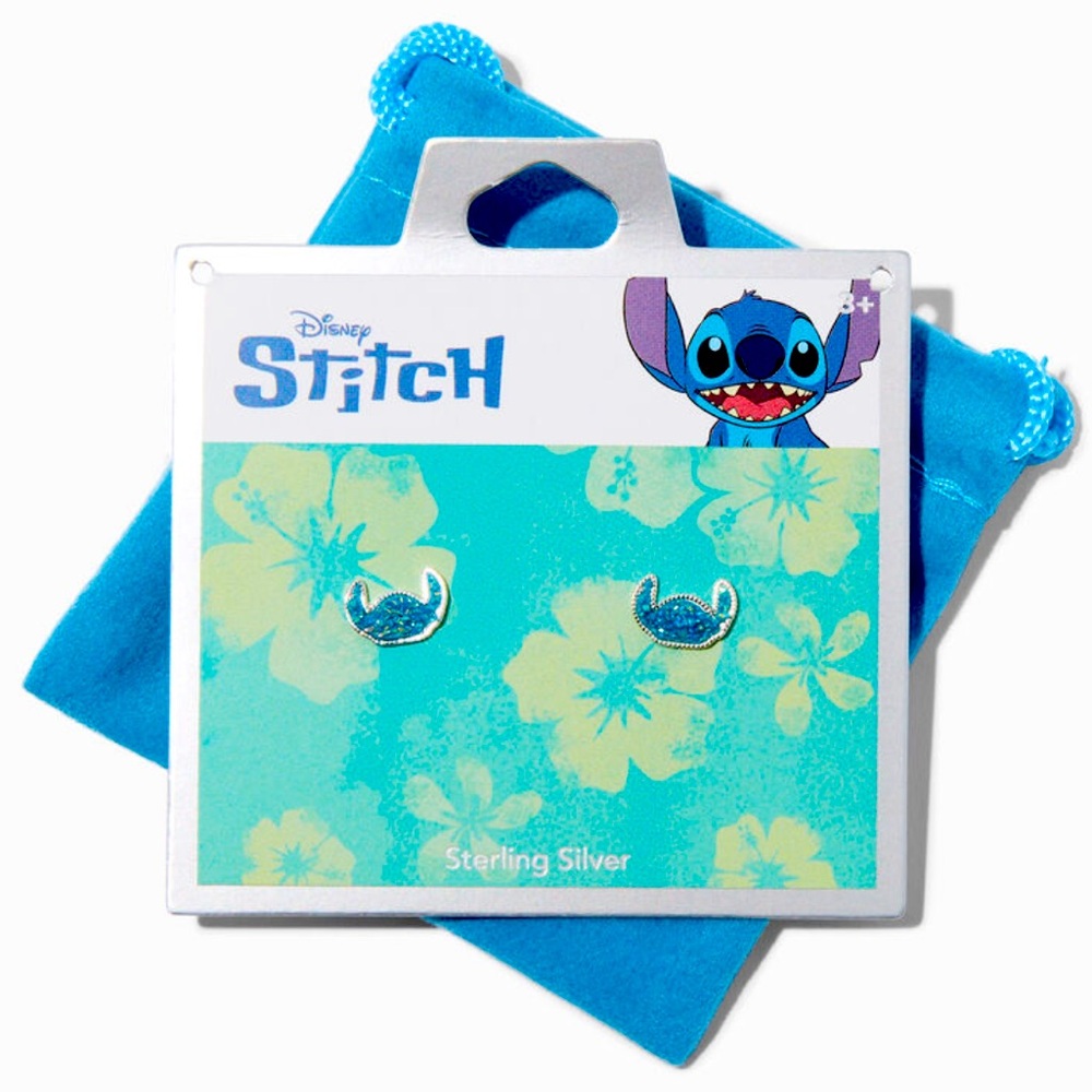 Disney Stitch Sterling Silver Druzy Stud Earrings - NWT